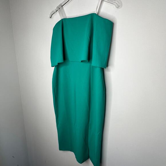 Donna Morgan Teal Strapless Side Slit Dress Size 10 - Picture 5 of 6